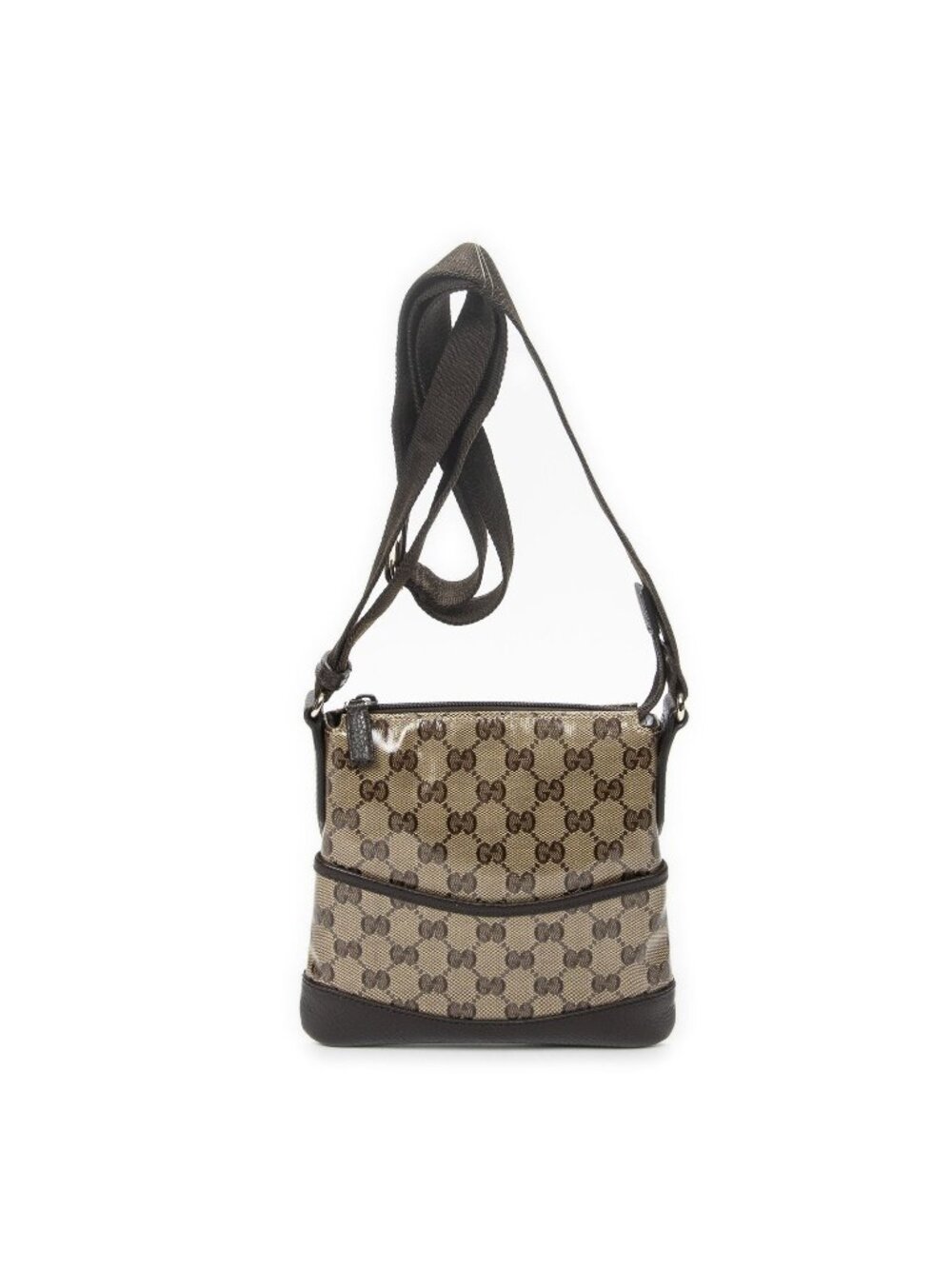 Gucci Zip Messenger Dark Brown Beige Monogram Crystal